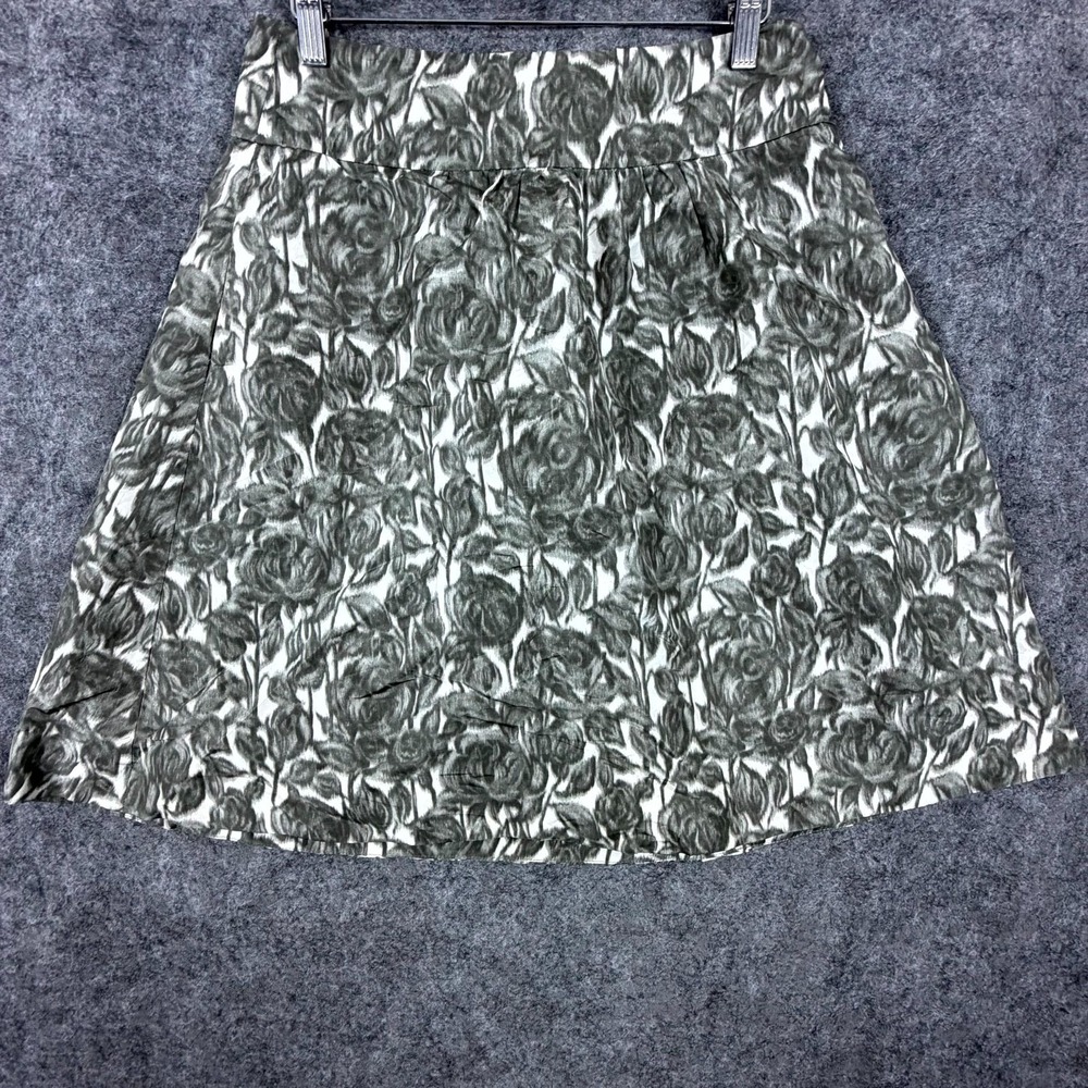 J.Crew Skirt Womens 4 Gray Silk Floral A-Line Career Formal Pockets Zip